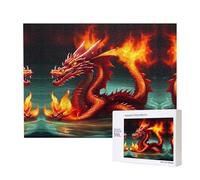 Poezjzw Puzzles For Adults 500 Pieces Suitable For Family Leisure And Improving Hands-On Ability Dragon King In Fire Pattern