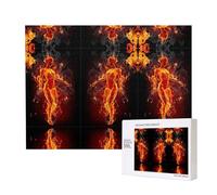 Poezjzw Puzzles For Adults 500 Pieces Suitable For Family Leisure And Improving Hands-On Ability Fire Nude Woman Flame Pattern
