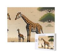 Poezjzw Puzzles For Adults 500 Pieces Suitable For Family Leisure And Improving Hands-On Ability Mother And Child Giraffe Pattern