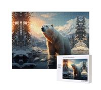 Poezjzw Puzzles For Adults 500 Pieces Suitable For Family Leisure And Improving Hands-On Ability Polar Bear In Winter Pattern