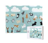 Poezjzw Puzzles For Adults 500 Pieces Suitable For Family Leisure And Improving Hands-On Ability Raining Cats & Dogs Pattern