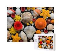 Poezjzw Puzzles For Adults 500 Pieces Suitable For Family Leisure And Improving Hands-On Ability Seashells Flowers Pattern