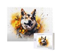 Poezjzw Puzzles For Adults 500 Pieces Suitable For Family Leisure And Improving Hands-On Ability Shiba Inu Chasing Flowers Pattern