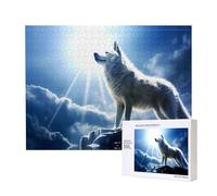 Poezjzw Puzzles For Adults 500 Pieces Suitable For Family Leisure And Improving Hands-On Ability Snow Wolf At The Peak Pattern