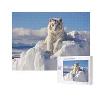 Poezjzw Puzzles For Adults 500 Pieces Suitable For Family Leisure And Improving Hands-On Ability Snowy Mountain White Tiger Pattern
