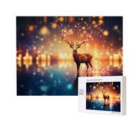 Poezjzw Puzzles For Adults 500 Pieces Suitable For Family Leisure And Improving Hands-On Ability Spirit Deer In The Starlight Pattern