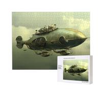 Poezjzw Puzzles For Adults 500 Pieces Suitable For Family Leisure And Improving Hands-On Ability Steam Whale Airship Pattern