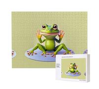 Poezjzw Puzzles For Adults 500 Pieces Suitable For Family Leisure And Improving Hands-On Ability The Funny Frog Doing Yoga Pattern