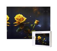 Poezjzw Puzzles For Adults 500 Pieces Suitable For Family Leisure And Improving Hands-On Ability Yellow Roses Starry Night Pattern