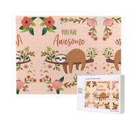 Poezjzw Puzzles For Adults 500 Pieces Suitable For Family Leisure And Improving Hands-On Ability You Are Awesome Sloth Pattern
