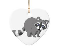 Poezjzw Raccoon Pattern Ceramic Heart Shape Christmas Tree Ornaments, Family New Year Home Souvenirs For Gatherings