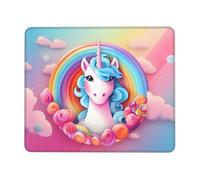 POEZJZW Rainbow Unicorn Pattern Mouse Pad, Portable Office Non-Slip Rubber Base Wireless Mouse Pad For Office Laptop Computer Pc 8.3 X 10.3 In