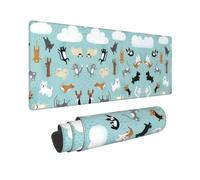 Poezjzw Raining Cats & Dogs Long Gaming Mouse Pad Large Desk Pad Keyboard Mat with Stitched Edges for Gaming and Office 31.5 X 11.8 in
