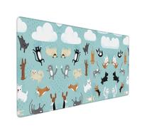 Poezjzw Raining Cats & Dogs Long Gaming Mouse Pad Large Desk Pad Keyboard Mat with Stitched Edges for Gaming and Office 16x35.5in