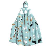 POEZJZW Raining Cats & Dogs Pattern Poncho Halloween Hooded Cape Women'S Men'S Halloween Dress Up Party Cosplay Costumes