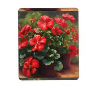 POEZJZW Red Geraniums Pattern Mouse Pad, Portable Office Non-Slip Rubber Base Wireless Mouse Pad For Office Laptop Computer Pc 7 X 8.6 In