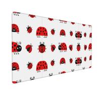 Poezjzw Red Ladybug Long Gaming Mouse Pad Large Desk Pad Keyboard Mat with Stitched Edges for Gaming and Office 16x35.5in
