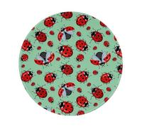 POEZJZW Red Ladybugs On A Blue Background Pattern Round Mouse Pad, Non-Slip Rubber Base Small Mouse Pad, Suitable For Games, Computer Laptop, 7.9x7.9 Inches.