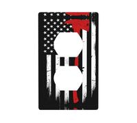 Poezjzw Red Line Firefighter USA Flag Pattern Light Switch Cover Outlet Cover Duplex Outlet Decorative Wall Plate Decorative Wall Plate Size 4.5x2.76 Inch
