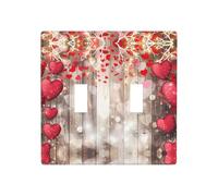 Poezjzw Red Love Heart Pattern Wall Plate Outlet Cover Decorative Wall Plate Size 4.5X 4.5in Double Toggle Outlet Light Switch Cover