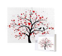 Poezjzw Red Love Heart Tree Classic Jigsaw 500 Pieces Wooden Puzzle Modern Home Decor Intellectual Game 38x 52cm
