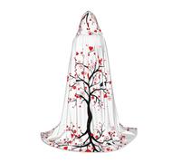 POEZJZW Red Love Heart Tree Pattern Men Women Cloak With Hood Adult Cape With Hood Renaissance Halloween Witch Costume Wizard Cloak S