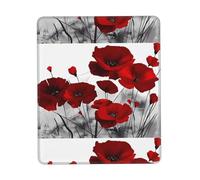 POEZJZW Red Poppy Flower Pattern Mouse Pad Office Laptop Computer Desk Wireless Mouse Non Slip Rubber Base Washable 7 X 8.6 In Keyboard Pad