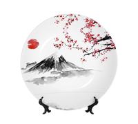 POEZJZW Red Sun Hill, Japan Bone China Decorative Plate Dinner Plates Crafts Perfect Decoration for Home Office and Coffee Shop 8in