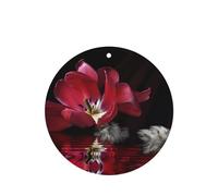 Poezjzw Red Tulip Pattern Car Air Fresheners 6 Pcs Round Shape Hanging Aromatherapy Tablets Scented Fresheners For Bedroom Closet Shoe