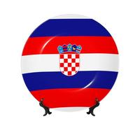 POEZJZW Republic of Croatia Flag Bone China Decorative Plate Dinner Plates Crafts Perfect Decoration for Home Office and Coffee Shop 6in