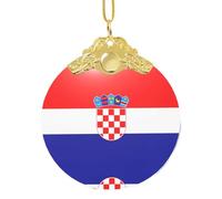 Poezjzw Republic Of Croatia Flag Pattern Christmas Glass Gold Metal Buckle Pendant Decorations Suitable For Home Shopping Malls And Holiday Celebrations