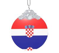 Poezjzw Republic Of Croatia Flag Pattern Glass Christmas Ornament Round Hanging Pendant Gifts For Xmas Holidays Ornaments Home Decor Silver Metal Buckle