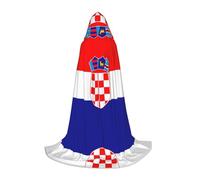 POEZJZW Republic Of Croatia Flag Pattern Hooded Cloak Robe Costume Cloak For Adult Men Women Christmas Hoodies Cape Cosplay Costumes M