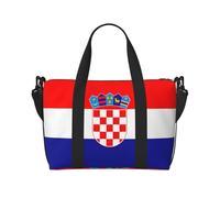 Poezjzw Republic Of Croatia Flag Travel Duffel Bag Tote Carry On Luggage Bag Water Resistant Weekender Overnight Bags For Foldable, Black, One Size