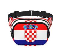 Poezjzw Republic Of Croatia Flag Travel Waist Bag Suitable For Running, Cycling And Outdoor Adventures, Store Mobile Phones And Credit Cards, Black, One Size
