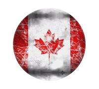 POEZJZW Retro Canada Flag Pattern Round Mouse Mat, Cute Mouse Pad, Non-Slip Rubber Base With Stitched Edge, Small Size 7.9 X 7.9 Inch