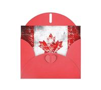 POEZJZW Retro Canada Flag Pearl Paper Christmas Cards, With Red Envelopes, Thank You Cards, Wedding, Valentine'S Day Cards 10-Count