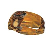 Poezjzw Rising Sun Tiger Pattern Sports Headband Suitable For Running Yoga Elasticated Moisture Wicking Hairband