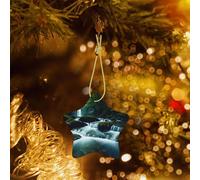Poezjzw River in The Forest Pattern Christmas Tree Ceramic Ornament Hanging Decorations for Home Holiday Party Gift