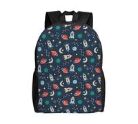 POEZJZW Rocket Clipart Space Ship Pattern Casual Shoulders Backpack School Bags Ladies Day And Sports Travel Bag Laptop Bag
