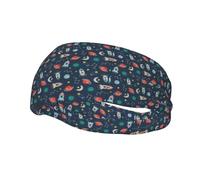 Poezjzw Rocket Clipart Space Ship Pattern Sports Headband Suitable For Running Yoga Elasticated Moisture Wicking Hairband