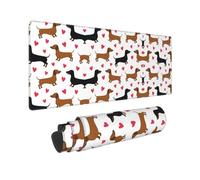 Poezjzw Romantic Dachshunds Long Gaming Mouse Pad Large Desk Pad Keyboard Mat with Stitched Edges for Gaming and Office 31.5 X 11.8 in