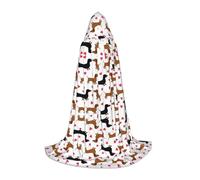 POEZJZW Romantic Dachshunds Pattern Men Women Cloak With Hood Adult Cape With Hood Renaissance Halloween Witch Costume Wizard Cloak M