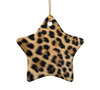 Poezjzw Rough Leopard Print Pattern Ceramic Star Shape Christmas Tree Ornaments, Family New Year Home Souvenirs For Gatherings