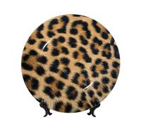 POEZJZW Rough Leopard Print Printing Decorative Plate, 8in for Living Room Decor, Entryway Art, Gift for Home