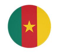 POEZJZW Round Flag of Cameroon Mouse Mat, Cute Mouse Pad, Non-Slip Rubber Base with Stitched Edge, Small Size 7.9 X 7.9 Inch