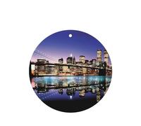 Poezjzw Round Shape Lavender Scent Car Air Fresheners Brooklyn Bridge At Night Pattern 4 Pcs Aromatherapy Tablets For Wardrobe Shoe Cabinet Eliminate