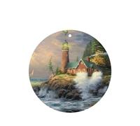 Poezjzw Round Shape Lavender Scent Car Air Fresheners Coast Wave And Lighthouse Pattern 4 Pcs Aromatherapy Tablets For Wardrobe Shoe Cabinet Eliminate