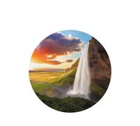 Poezjzw Round Shape Lavender Scent Car Air Fresheners Iceland Waterfall River Field Sunset Pattern 6 Pcs Aromatherapy Tablets For Wardrobe Shoe Cabinet Eliminate