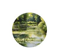 Poezjzw Round Shape Lavender Scent Car Air Fresheners Water Lilies In The Pond Pattern 4 Pcs Aromatherapy Tablets For Wardrobe Shoe